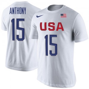 Nike NBA Tee-Shirt De Basket Team USA Blanc Carmelo Anthony USA Basketball Rio Replica Name & Number Homme