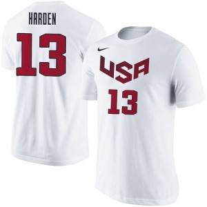 Nike NBA T-Shirt De Team USA Homme Blanc James Harden USA Basketball Name & Number