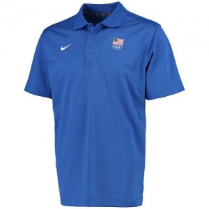 Nike NBA Tee-Shirt De Team USA Flag 5 Rings Varsity Performance Polo Homme Bleu royal 