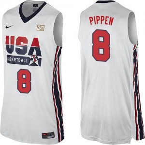 Nike Maillots Scottie Pippen Team USA 2012 Olympic Retro Throwback Basketball Homme No.8 Blanc