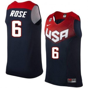 Nike Maillot Derrick Rose Team USA No.6 bleu marine Homme 2014 Dream Team Basketball