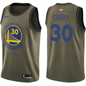 Nike NBA Maillots De Basket Stephen Curry GSW 2018 Finals Bound Salute to Service Enfant No.30 vert