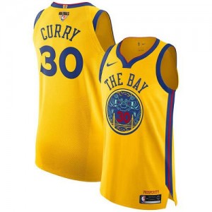 Nike NBA Maillots Basket Curry Warriors 2018 Finals Bound City Edition #30 Enfant or