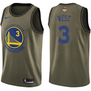 Maillots David West GSW #3 vert 2018 Finals Bound Salute to Service Homme Nike