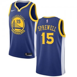 Maillots De Basket Sprewell GSW Bleu royal #15 Nike Homme Icon Edition