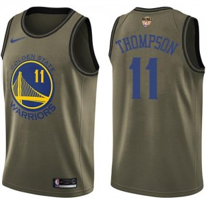 Maillots Basket Thompson GSW Team vert #11 Nike Homme 2018 Finals Bound Salute to Service