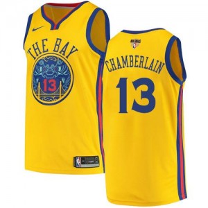 Nike NBA Maillots Basket Chamberlain GSW No.13 or Homme 2018 Finals Bound City Edition