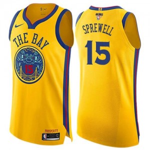 Nike Maillot Latrell Sprewell Golden State Warriors Enfant or No.15 2018 Finals Bound City Edition