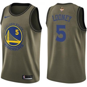 Maillots Basket Kevon Looney Warriors #5 vert Homme Nike 2018 Finals Bound Salute to Service