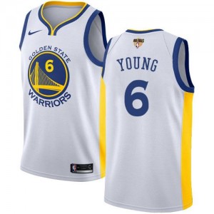 Nike Maillot Basket Young GSW Team No.6 Homme Blanc 2018 Finals Bound Association Edition