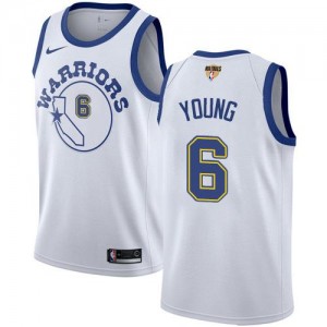 Nike Maillots De Basket Nick Young GSW Team 2018 Finals Bound Hardwood Classics Homme #6 Blanc