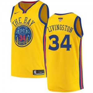 Nike NBA Maillots Basket Livingston Golden State Warriors or #34 Homme 2018 Finals Bound City Edition