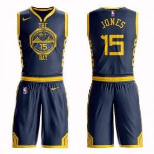 Maillots Basket Jones GSW Enfant bleu marine Suit City Edition #15 Nike