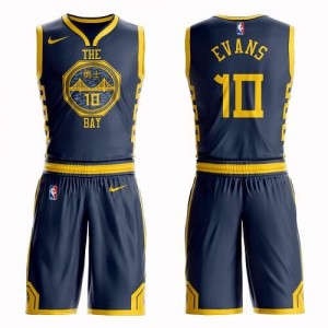 Nike NBA Maillots De Basket Jacob Evans GSW Team bleu marine Suit City Edition No.10 Enfant