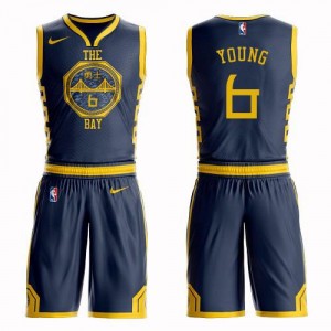 Nike NBA Maillots Nick Young Warriors Enfant bleu marine No.6 Suit City Edition