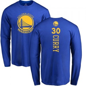 Nike NBA T-Shirts Basket Stephen Curry GSW Bleu royal Backer Long Sleeve #30 Homme & Enfant