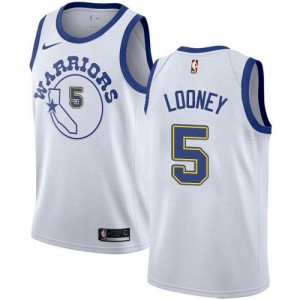 Maillot Kevon Looney Golden State Warriors Blanc Nike Homme No.5 Hardwood Classics