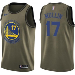 Nike NBA Maillot Basket Mullin GSW vert Homme No.17 Salute to Service