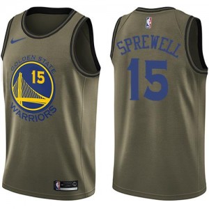 Nike NBA Maillots Basket Latrell Sprewell Golden State Warriors #15 Salute to Service Homme vert