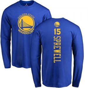 T-Shirts Basket Latrell Sprewell GSW Team Long Sleeve #15 Bleu royal Backer Nike Homme & Enfant