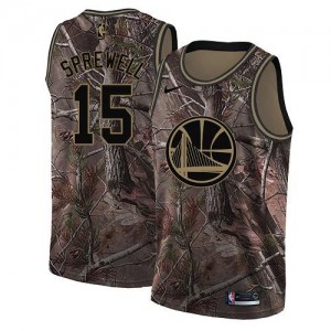 Nike NBA Maillots Basket Latrell Sprewell GSW Team Homme Realtree Collection #15 Camouflage
