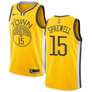 Maillot De Sprewell GSW Jaune Nike Homme No.15 Earned Edition