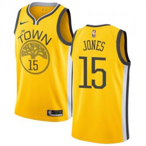 Nike NBA Maillots Damian Jones GSW Earned Edition Homme Jaune No.15