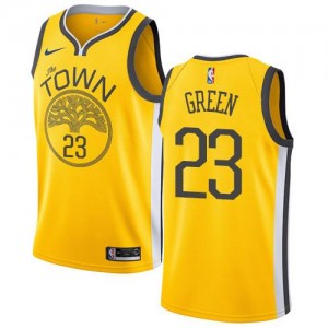 Nike Maillot De Basket Green GSW Team #23 Homme Jaune Earned Edition