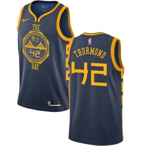 Maillot De Basket Nate Thurmond Golden State Warriors #42 Nike City Edition bleu marine Homme