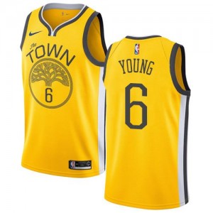 Maillots Basket Nick Young GSW Jaune Nike Earned Edition Enfant No.6