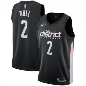 Maillots De John Wall Wizards Homme No.2 Noir Nike City Edition