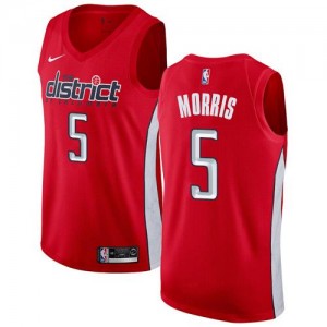 Nike NBA Maillot De Markieff Morris Wizards Homme Rouge Earned Edition #5