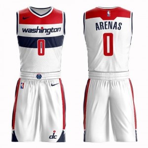 Maillots Basket Gilbert Arenas Wizards No.0 Blanc Homme Suit Association Edition Nike