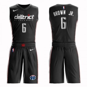 Nike NBA Maillots De Troy Brown Jr. Wizards Homme Noir No.6 Suit City Edition